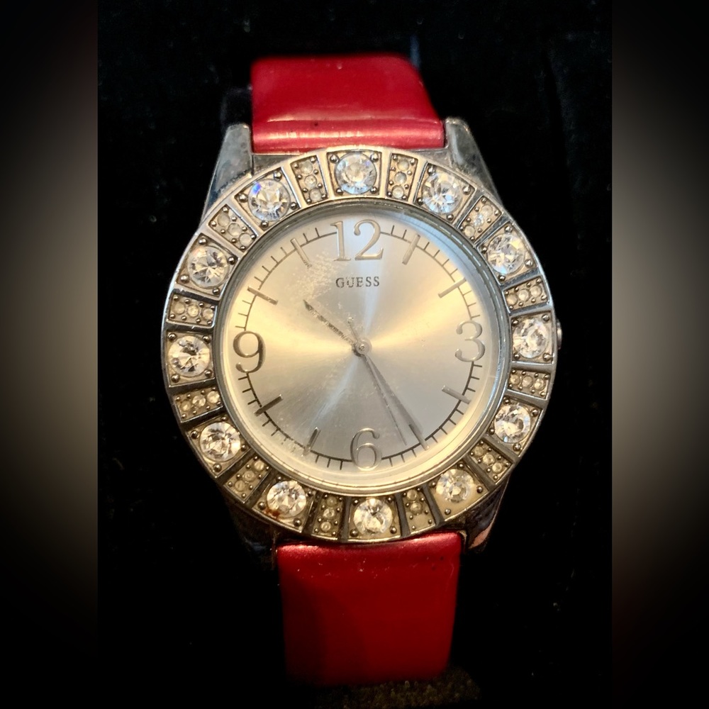 GUESS Magenta Rhinestone Watch